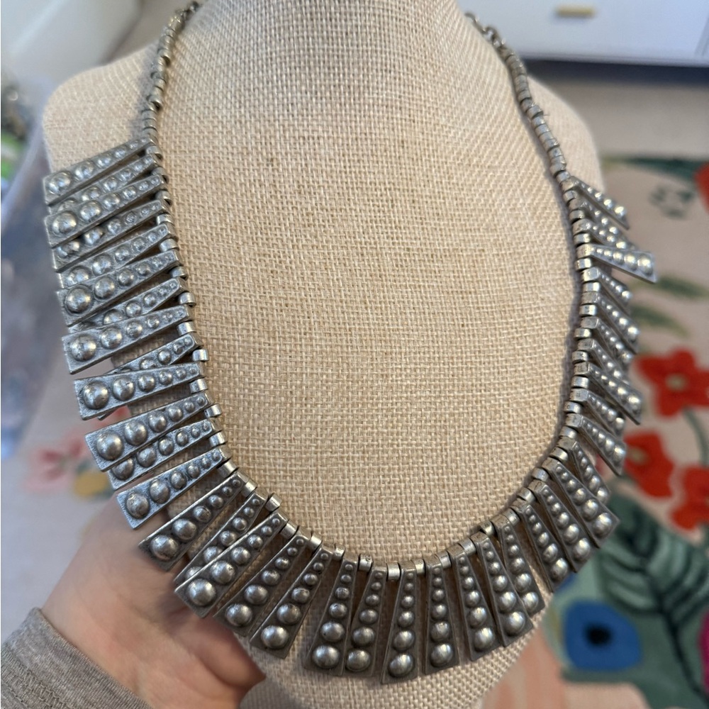 Antique Ottoman Empire Coin Silver Statement Necklace‎